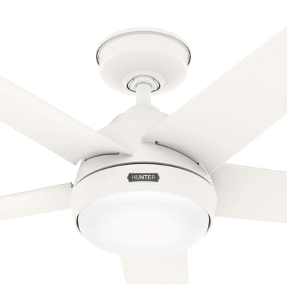 Ventilateur de plafond extérieur Hunter 52 Skyflow avec kit d'éclairage LED, commande murale - Style côtier moderne contemporain - WeatherMax - RÉSISTANT À L'EAU !