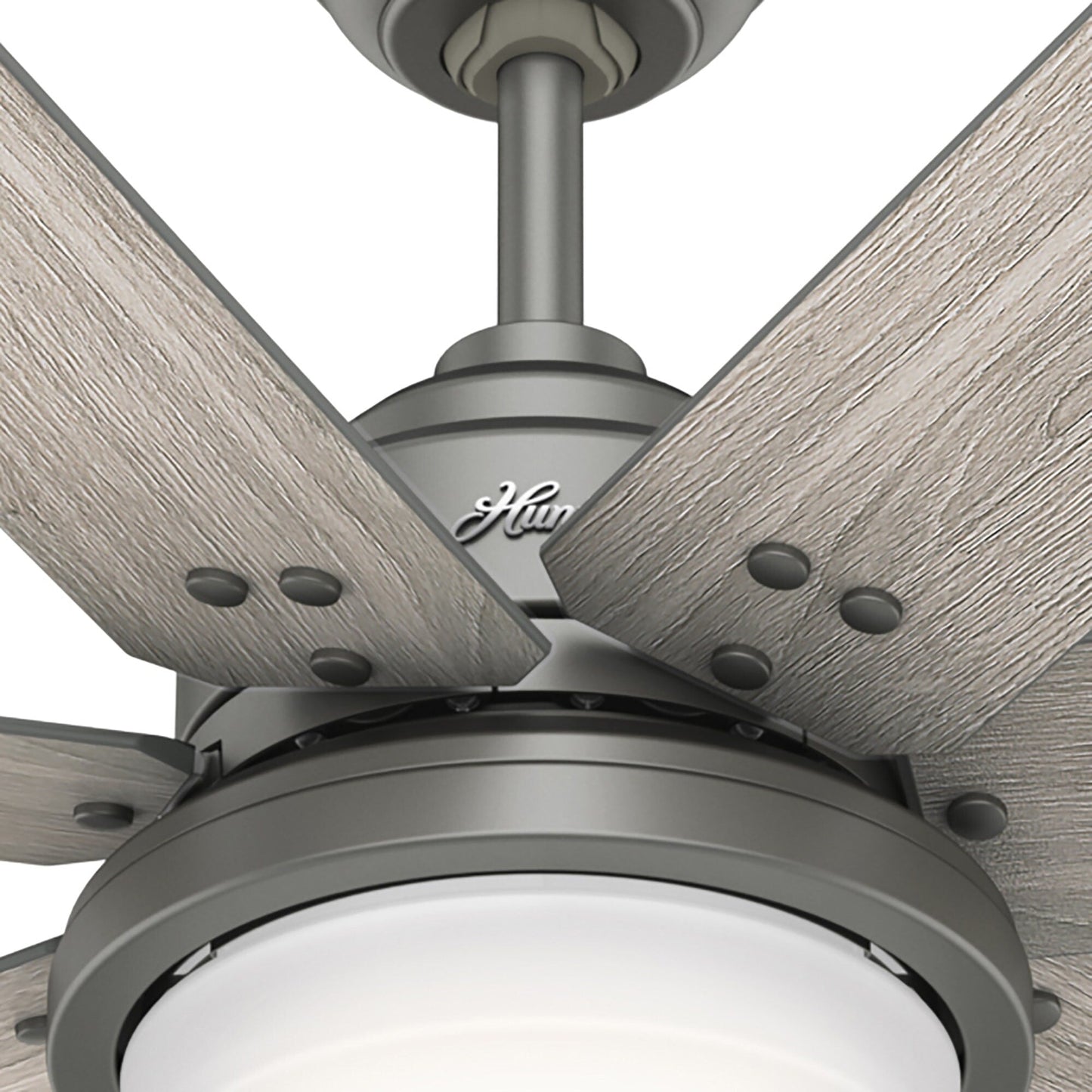 Ventilateur de plafond Hunter WiFi Whittington avec lumière LED, télécommande portable - Moulin à vent - Style industriel, campagnard, rustique - VENTILATEUR INTELLIGENT !