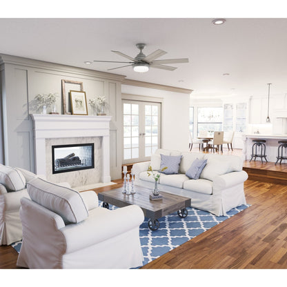 Ventilateur de plafond Hunter WiFi Whittington avec lumière LED, télécommande portable - Moulin à vent - Style industriel, campagnard, rustique - VENTILATEUR INTELLIGENT !