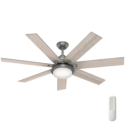 Ventilateur de plafond Hunter WiFi Whittington avec lumière LED, télécommande portable - Moulin à vent - Style industriel, campagnard, rustique - VENTILATEUR INTELLIGENT !