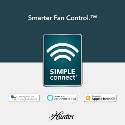 Ventilateur de plafond Hunter WiFi Whittington avec lumière LED, télécommande portable - Moulin à vent - Style industriel, campagnard, rustique - VENTILATEUR INTELLIGENT !