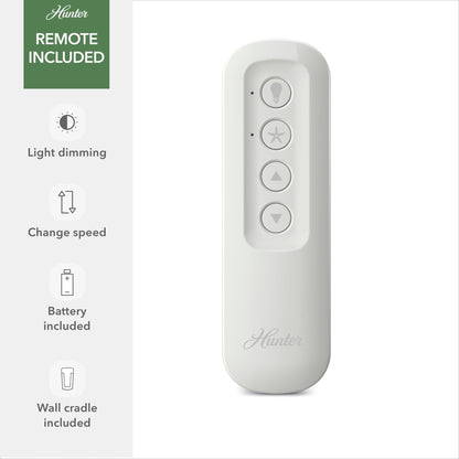 Ventilateur de plafond Hunter WiFi Whittington avec lumière LED, télécommande portable - Moulin à vent - Style industriel, campagnard, rustique - VENTILATEUR INTELLIGENT !