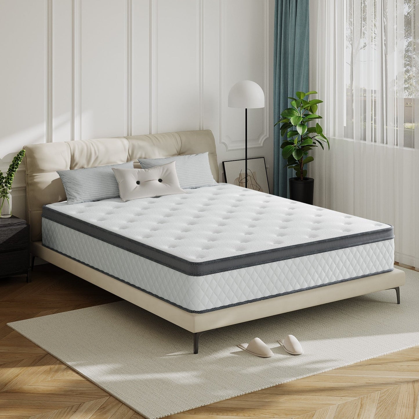 Matelas SweDrea 12 po en mousse à mémoire de forme hybride moyenne avec CertiPUR-US et Oeko-TEX, doté d'une absorption au charbon de bambou.