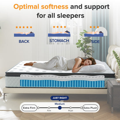 Matelas SweDrea 12 po en mousse à mémoire de forme hybride moyenne avec CertiPUR-US et Oeko-TEX, doté d'une absorption au charbon de bambou.