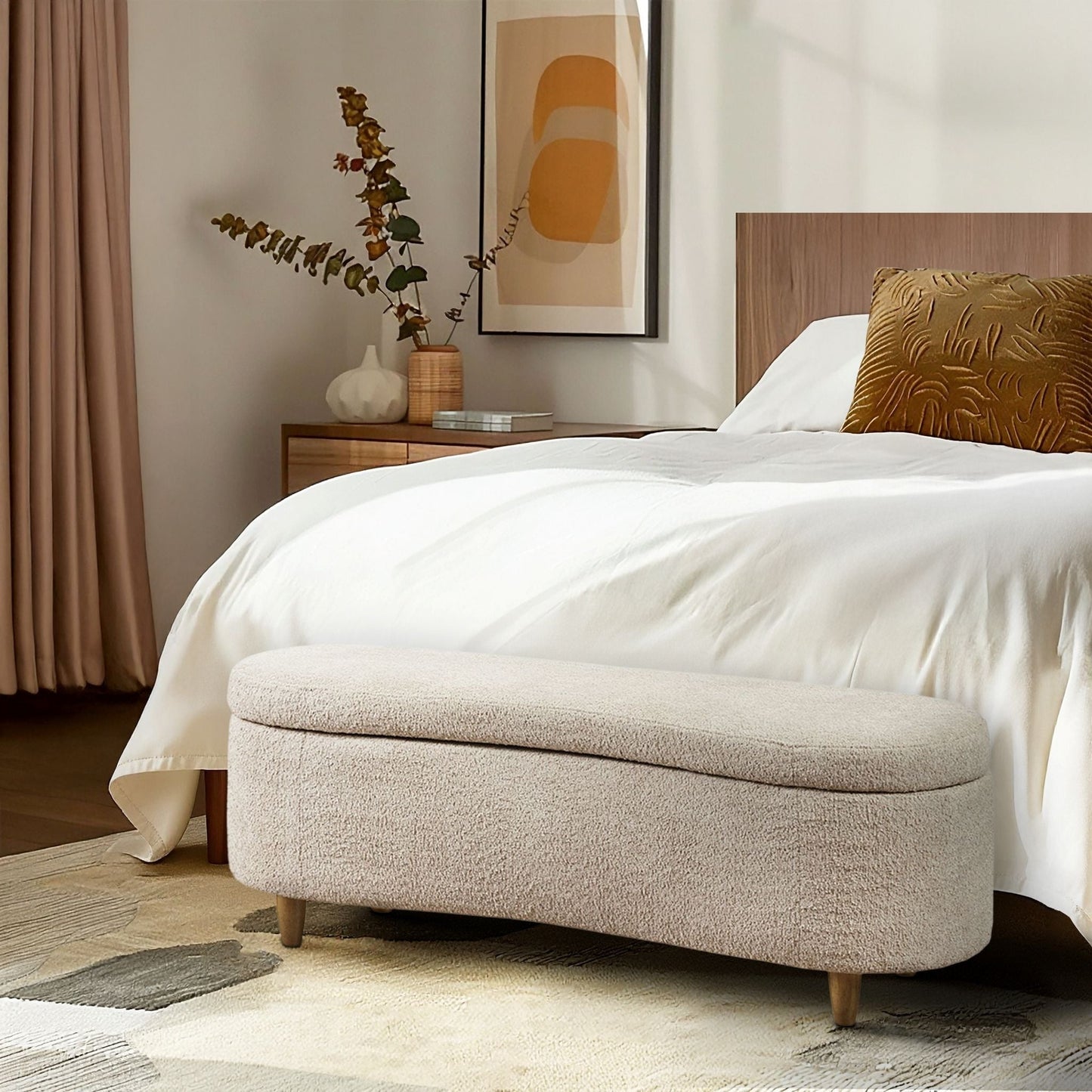 Banc d'appoint de rangement incurvé INK IVY Bailey style boucle