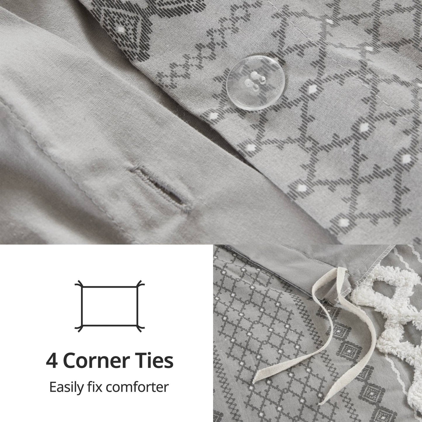 Parure de lit imprimée en coton Imani INK+IVY avec chenille