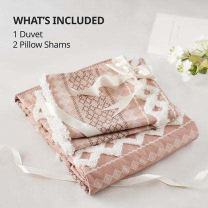 Parure de lit imprimée en coton Imani INK+IVY avec chenille