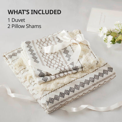 Parure de lit imprimée en coton Imani INK+IVY avec chenille