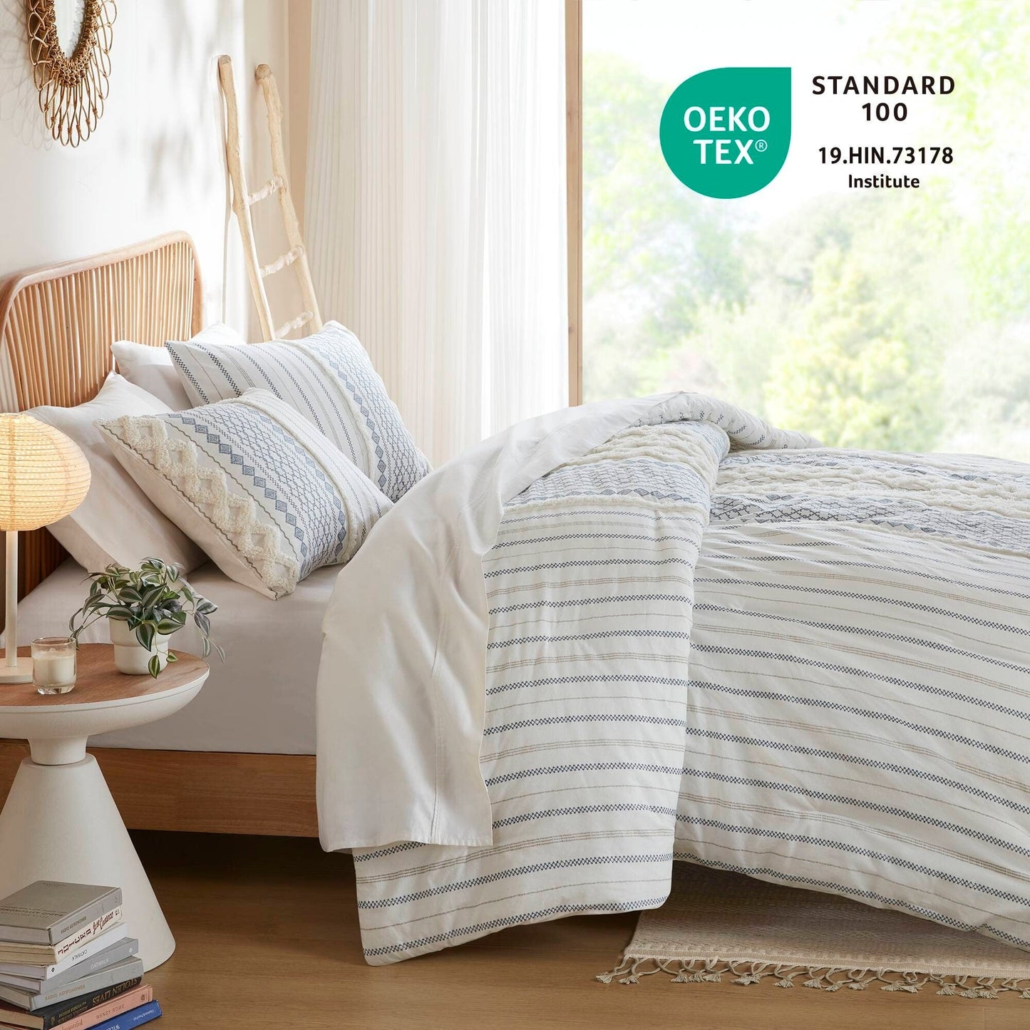 Parure de lit imprimée en coton Imani INK+IVY avec chenille