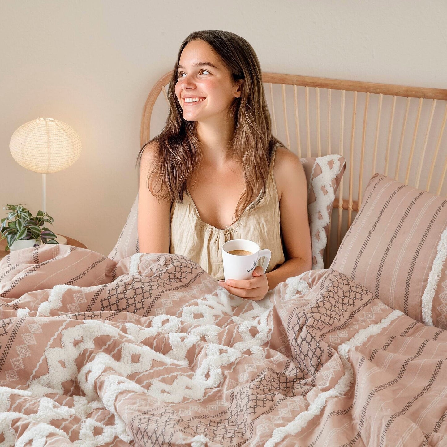 Parure de lit imprimée en coton Imani INK+IVY avec chenille