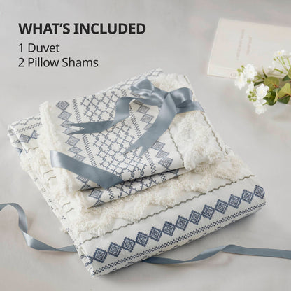 Parure de lit imprimée en coton Imani INK+IVY avec chenille