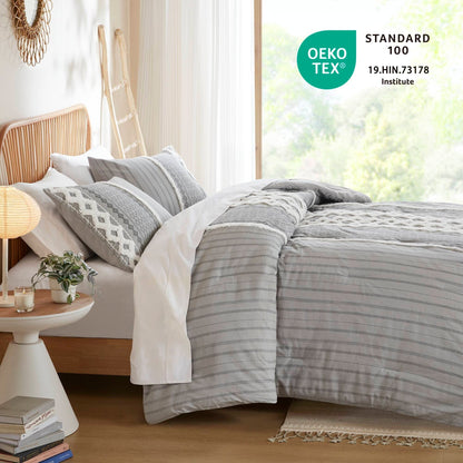 Parure de lit imprimée en coton Imani INK+IVY avec chenille