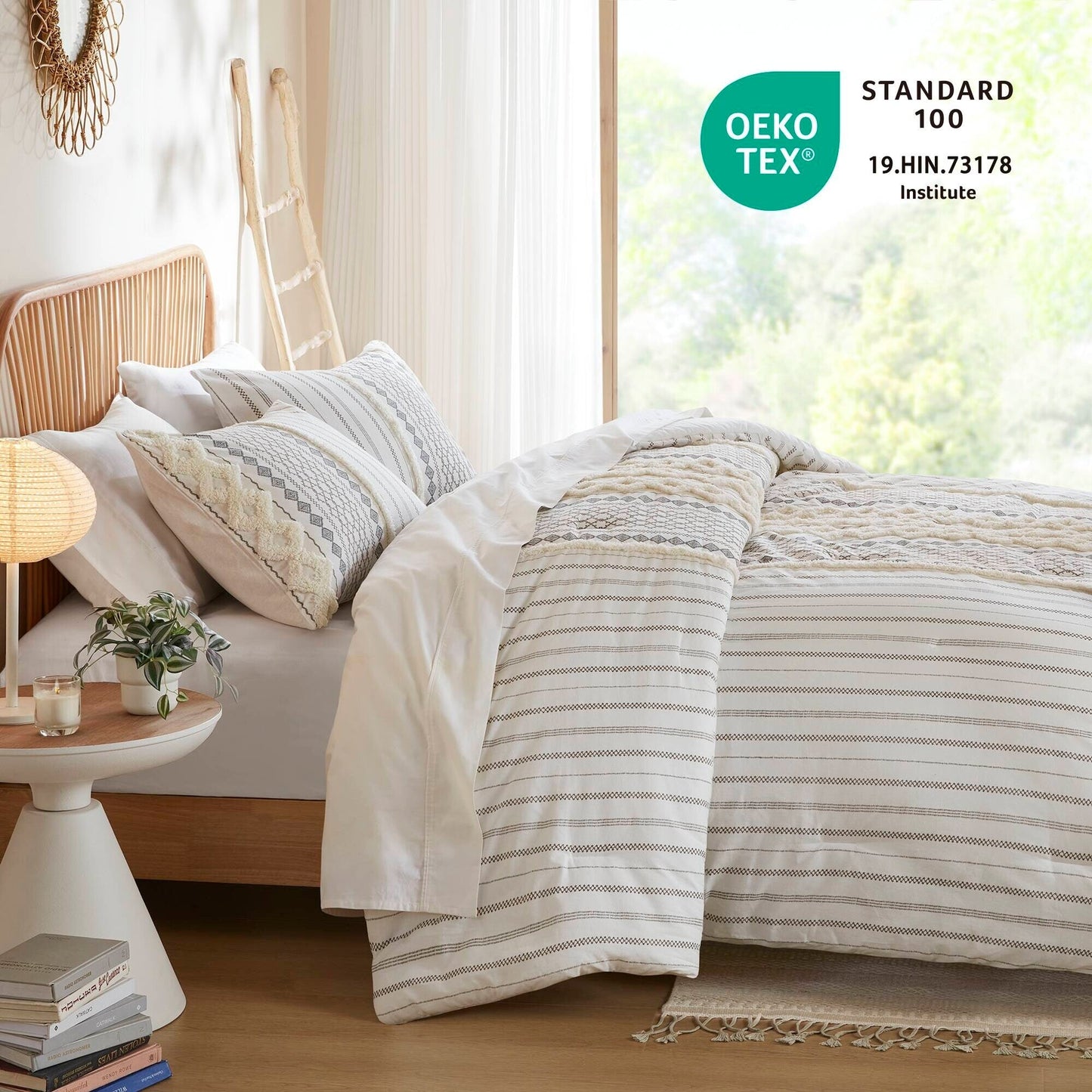 Parure de lit imprimée en coton Imani INK+IVY avec chenille