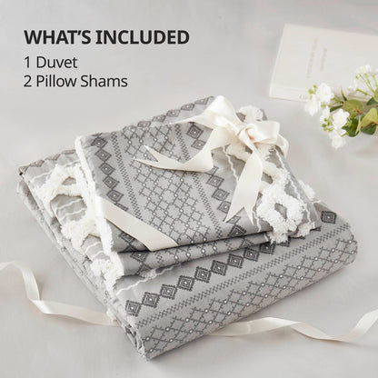 Parure de lit imprimée en coton Imani INK+IVY avec chenille