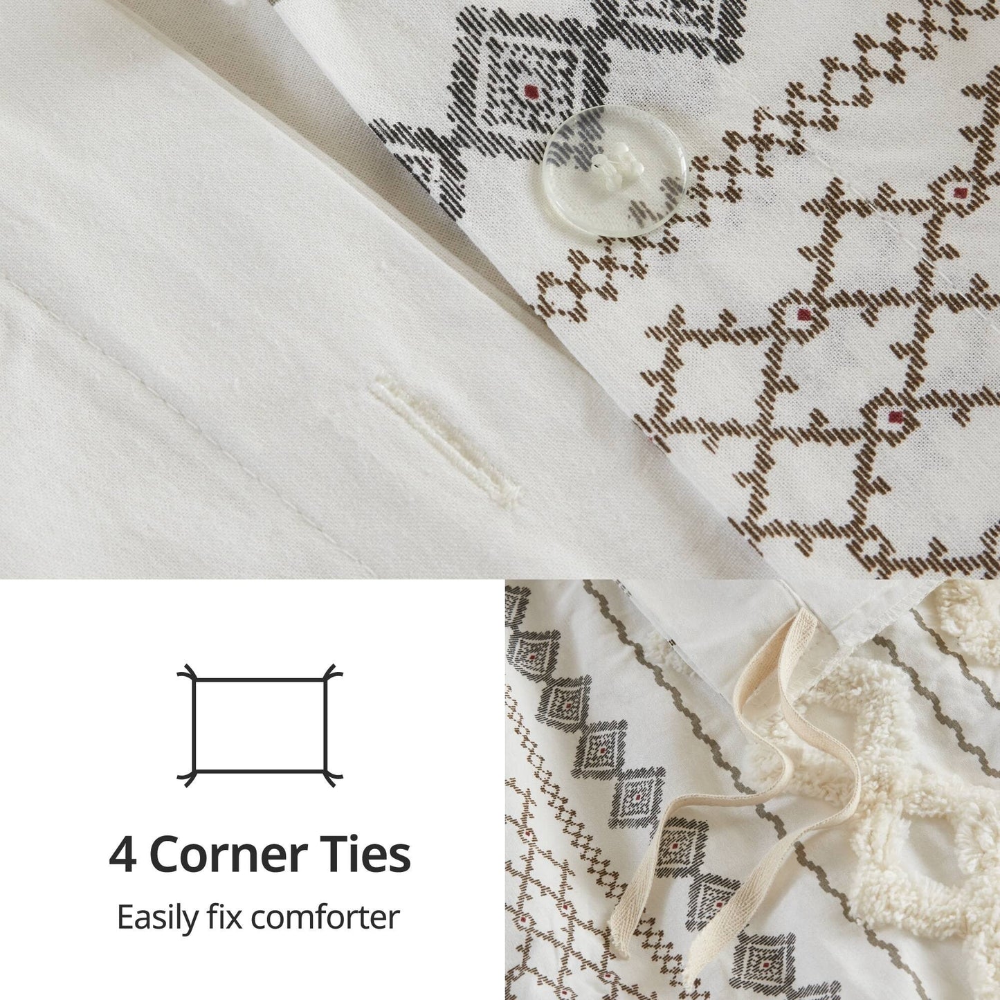 Parure de lit imprimée en coton Imani INK+IVY avec chenille