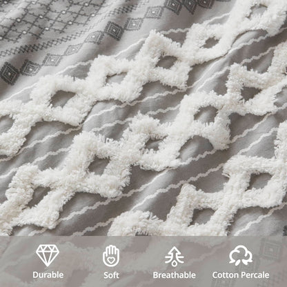 Parure de lit imprimée en coton Imani INK+IVY avec chenille