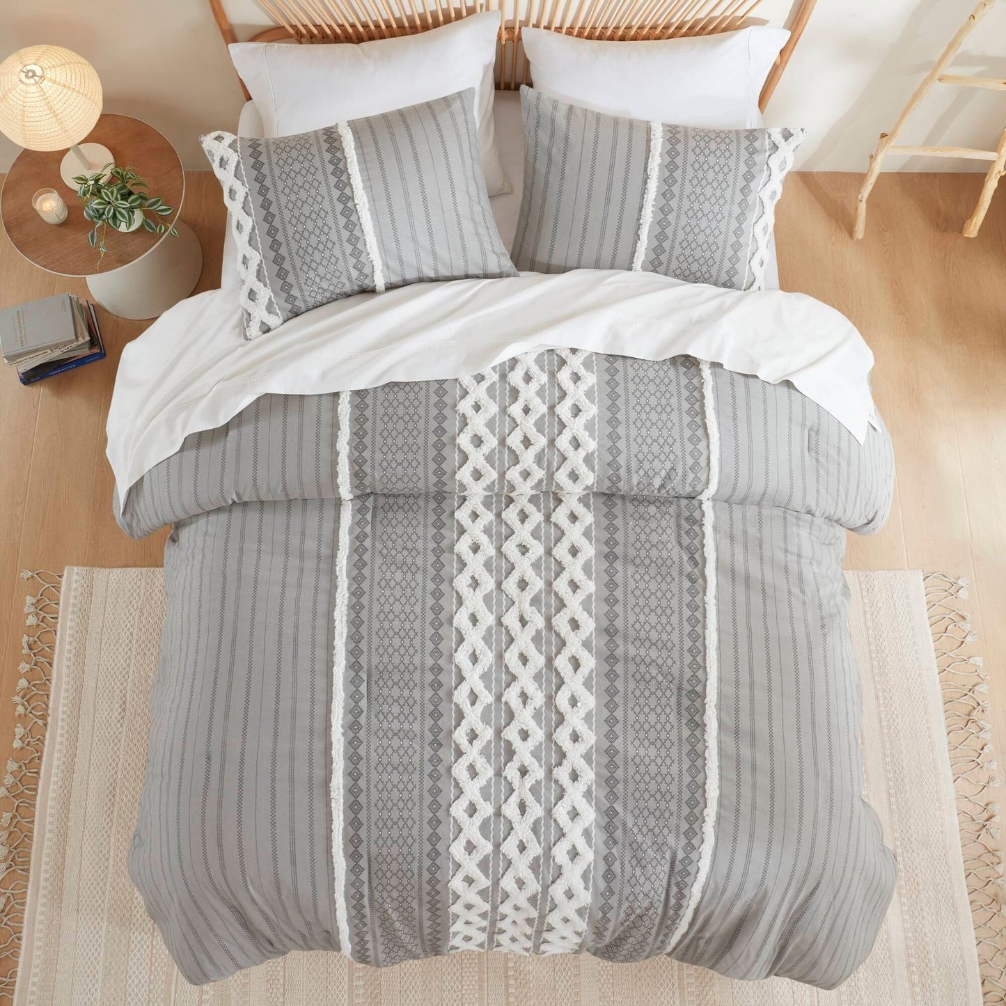 Parure de lit imprimée en coton Imani INK+IVY avec chenille