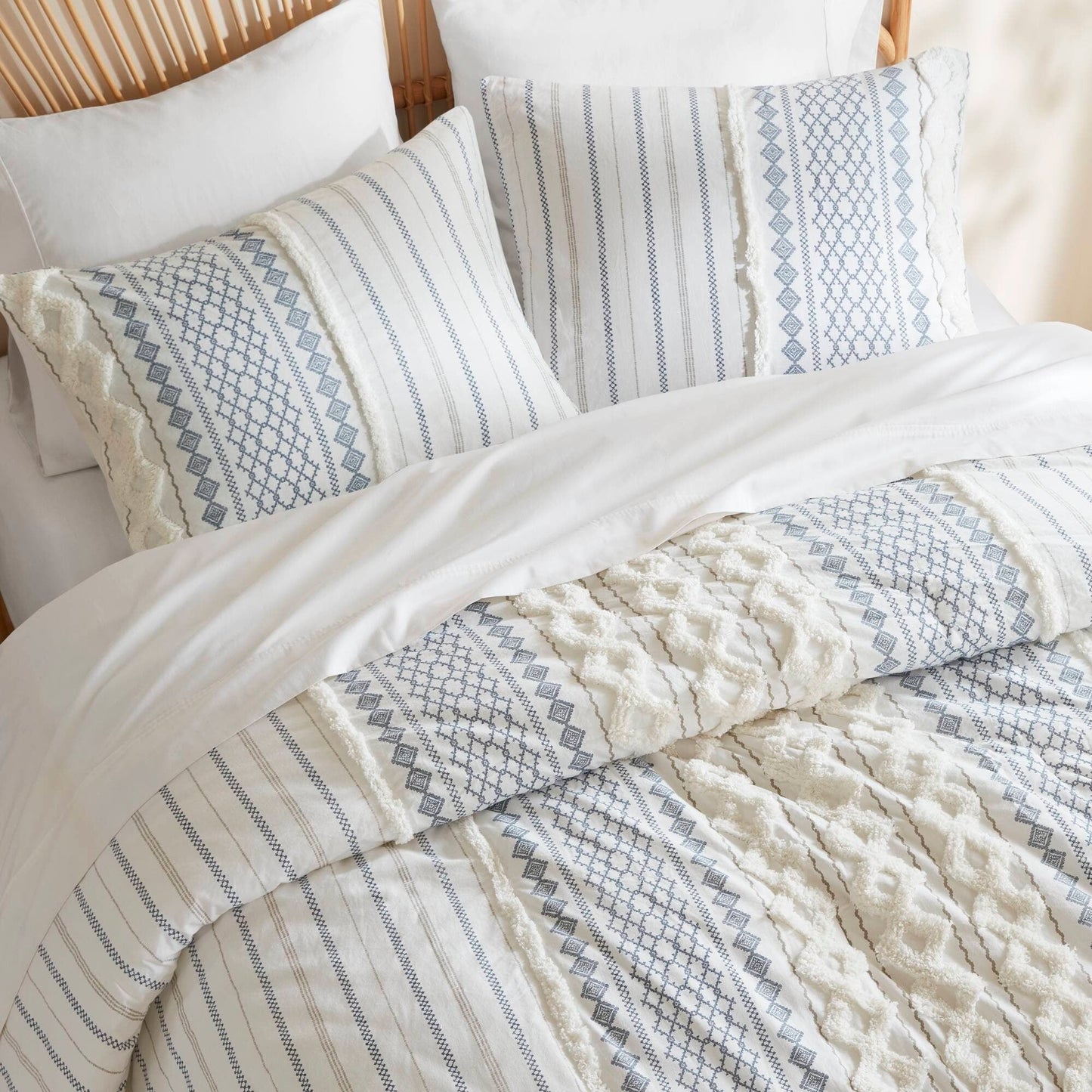 Parure de lit imprimée en coton Imani INK+IVY avec chenille