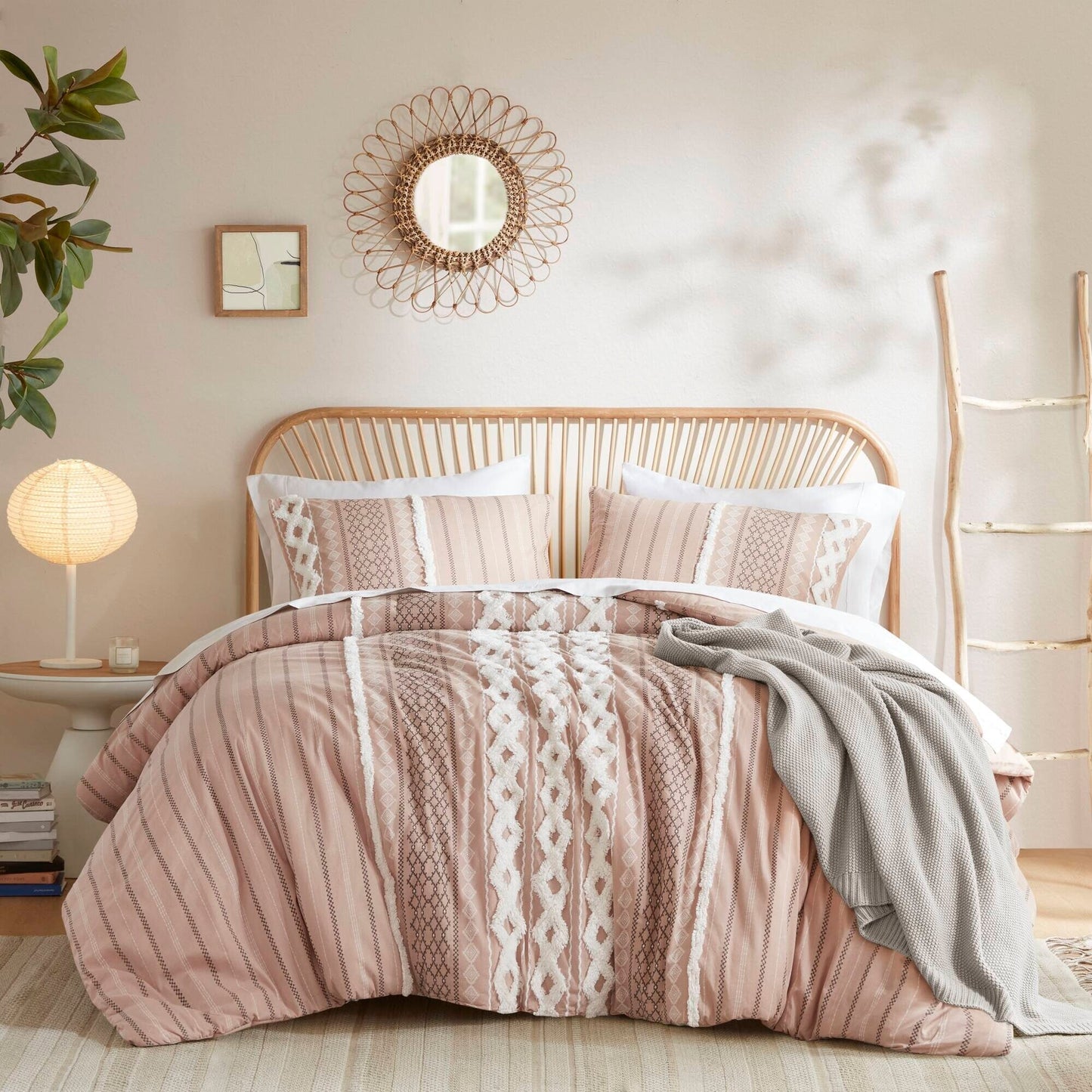 Parure de lit imprimée en coton Imani INK+IVY avec chenille