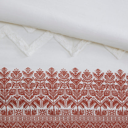 Parure de lit 3 pièces INK+IVY Mila en coton avec touffetage chenille