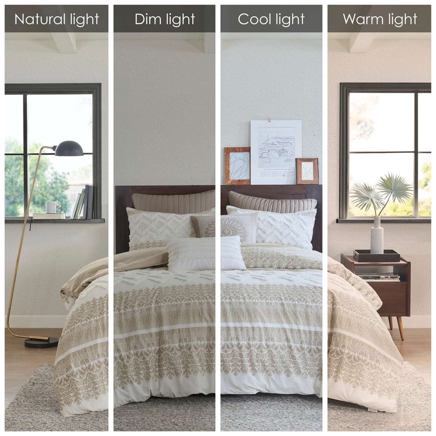 Parure de lit 3 pièces INK+IVY Mila en coton avec touffetage chenille