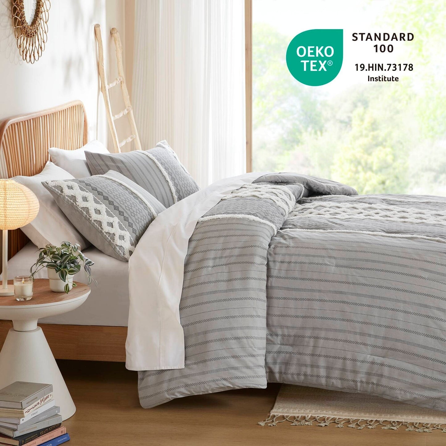 Ensemble de couette en coton imprimé INK+IVY Imani avec chenille