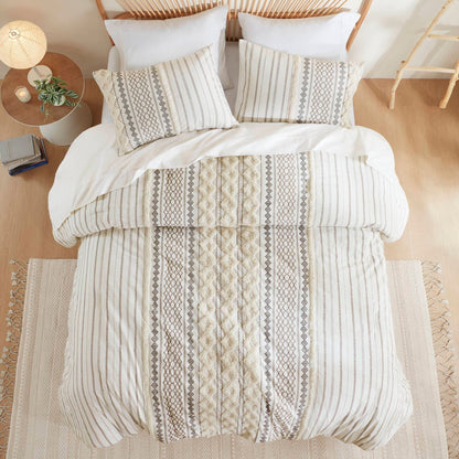 Ensemble de couette en coton imprimé INK+IVY Imani avec chenille