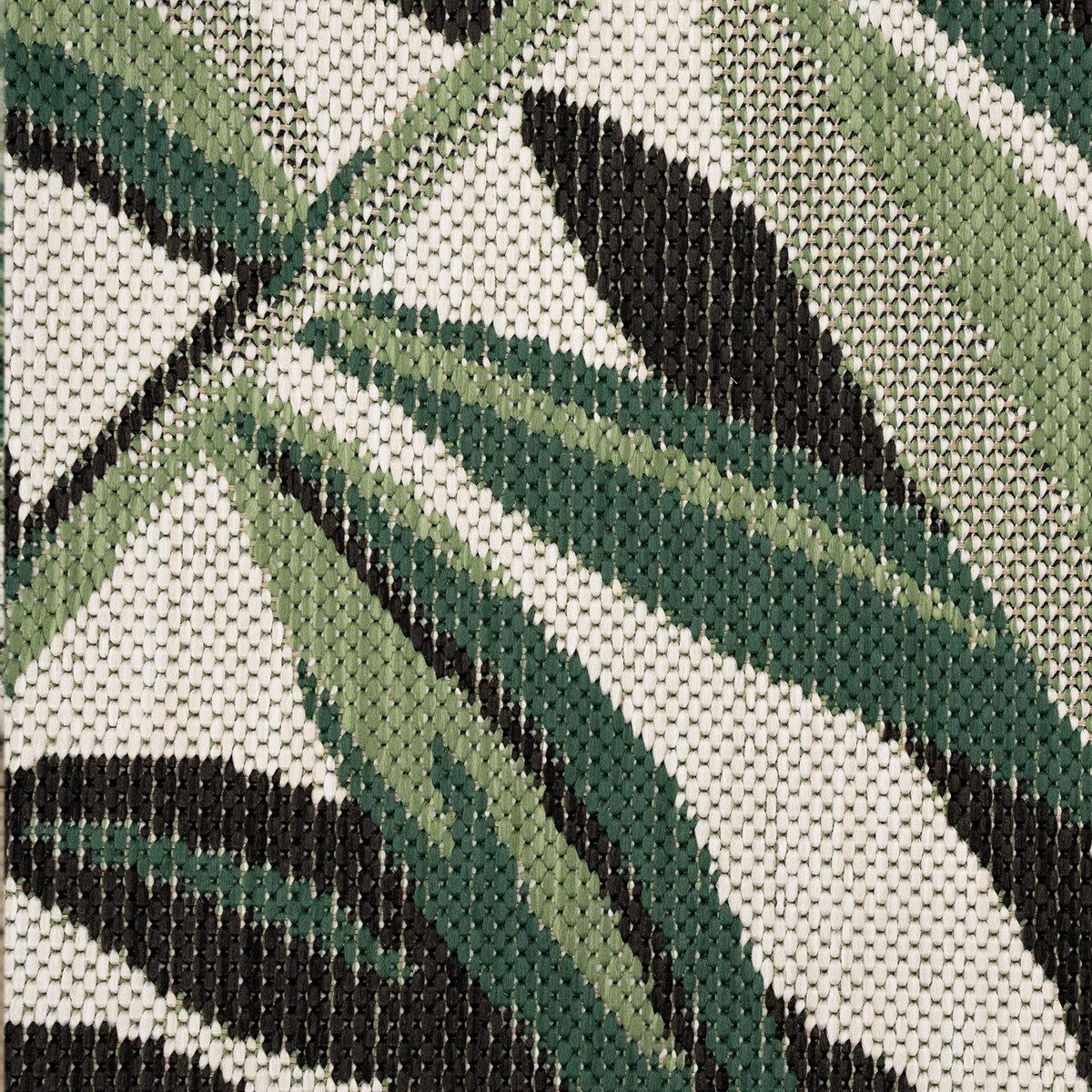 Tapis d'intérieur et d'extérieur à motif de feuilles de palmier tropicales pour terrasse, coloris vert et beige