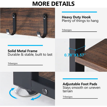 Ensemble de porte-manteaux et de bancs à chaussures pour entrée, porte-manteaux et porte-chaussures de style industriel