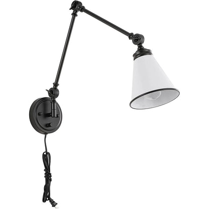 Applique murale industrielle WINGBO à bras articulé avec abat-jour en métal, lot de 2...