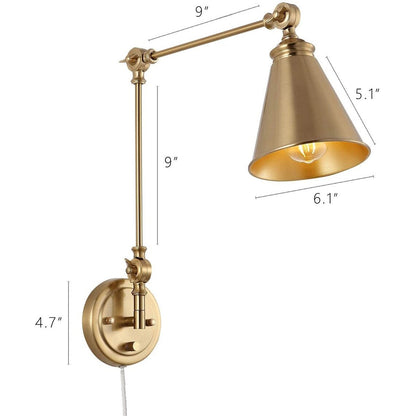 Applique murale industrielle WINGBO à bras articulé avec abat-jour en métal, lot de 2...