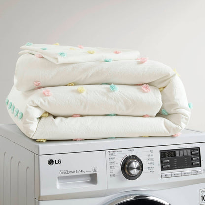 Ensemble de courtepointe en coton jacquard à pompons Ensley pour enfants Intelligent Design avec coussins décoratifs