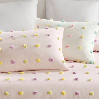 Ensemble de courtepointe en coton jacquard à pompons Ensley pour enfants Intelligent Design avec coussins décoratifs