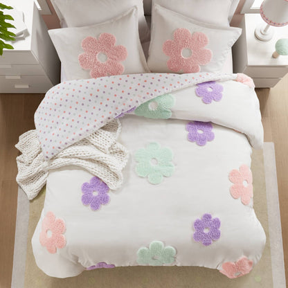 Parure de lit réversible en chenille tuftée Madeline Floral d'Intelligent Design Kids