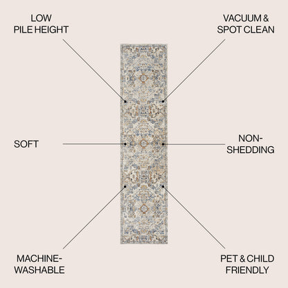 Tapis JONATHAN Y Brandy Bohemian Medallion à poils courts, lavable en machine, couleur crème/terre.