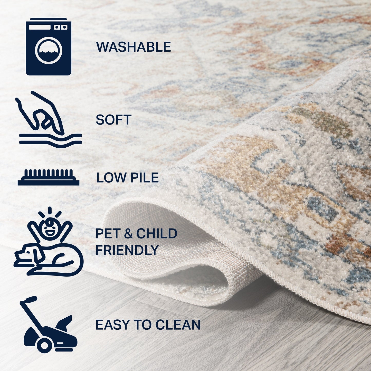 Tapis JONATHAN Y Brandy Bohemian Medallion à poils courts, lavable en machine, couleur crème/terre.