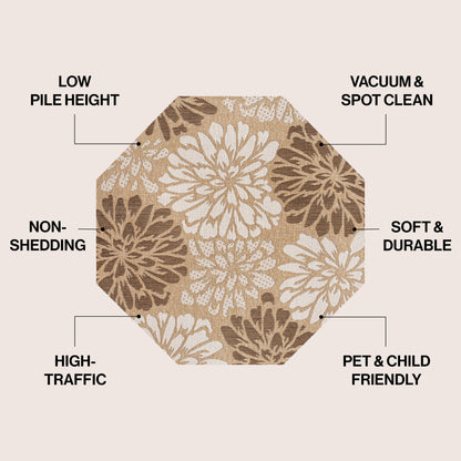 Tapis d'intérieur/extérieur JONATHAN Y à motif floral tissé texturé