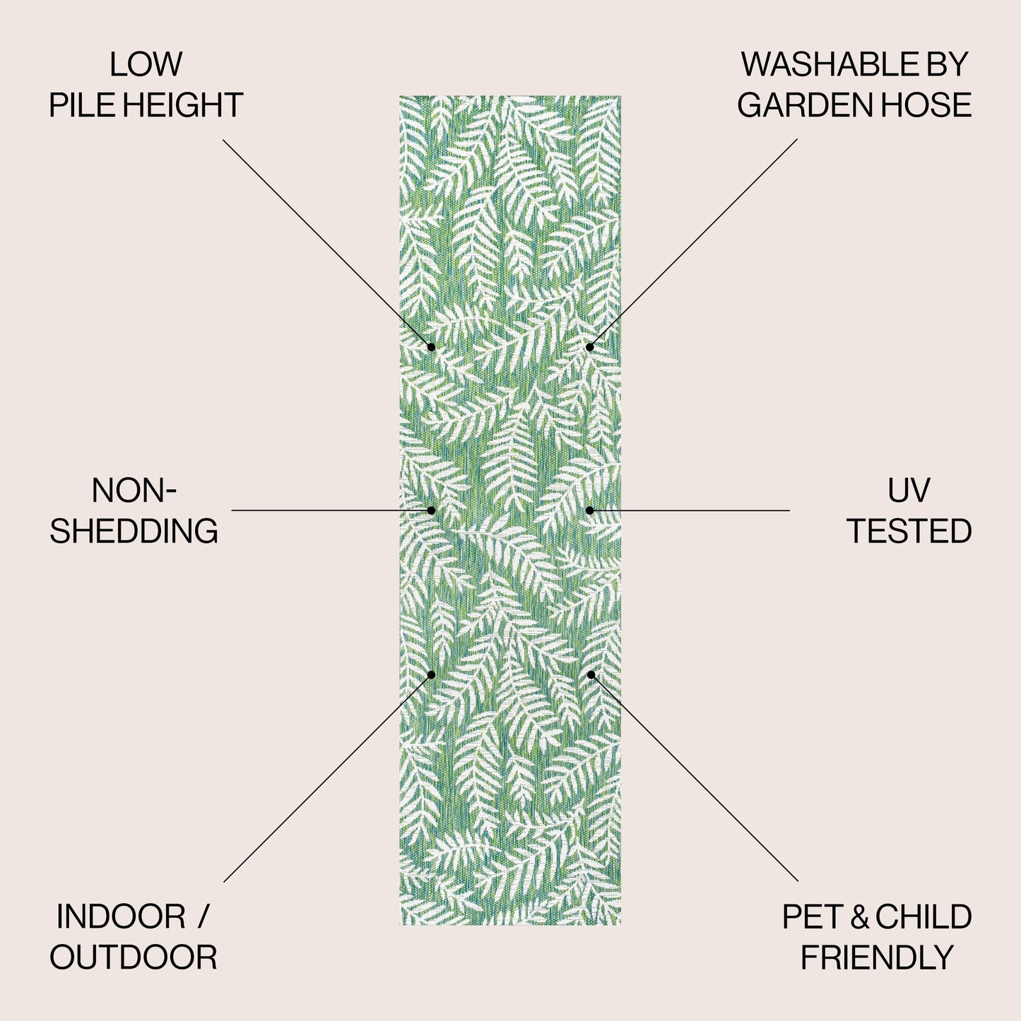 JONATHAN Y Tapis intérieur/extérieur à fronde de palmier Galon