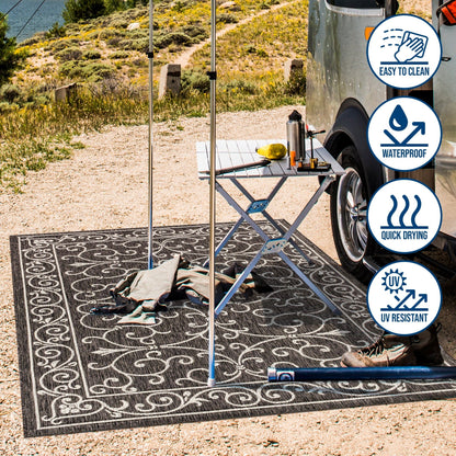 Tapis d'intérieur/extérieur JONATHAN Y à tissage texturé filigrane