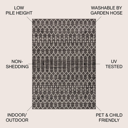 Tapis d'intérieur/extérieur JONATHAN Y Trebol à tissage géométrique texturé marocain