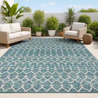 Tapis d'intérieur/extérieur JONATHAN Y Trebol à tissage géométrique texturé marocain