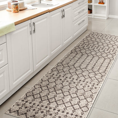 Tapis d'intérieur/extérieur JONATHAN Y Trebol à tissage géométrique texturé marocain