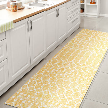 Tapis d'intérieur/extérieur JONATHAN Y Trebol à tissage géométrique texturé marocain