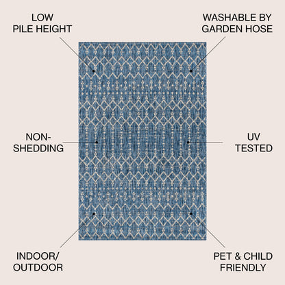 Tapis d'intérieur/extérieur JONATHAN Y Trebol à tissage géométrique texturé marocain