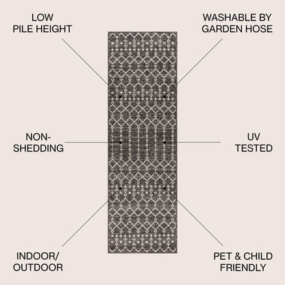 Tapis d'intérieur/extérieur JONATHAN Y Trebol à tissage géométrique texturé marocain