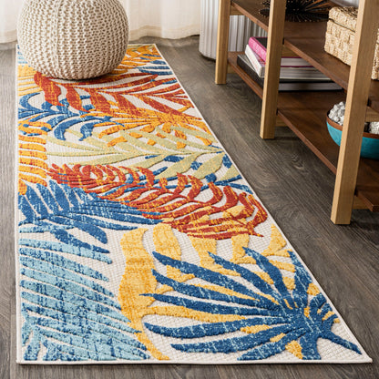 Tapis d'intérieur/extérieur JONATHAN Y Aydin à motifs de feuilles de palmier