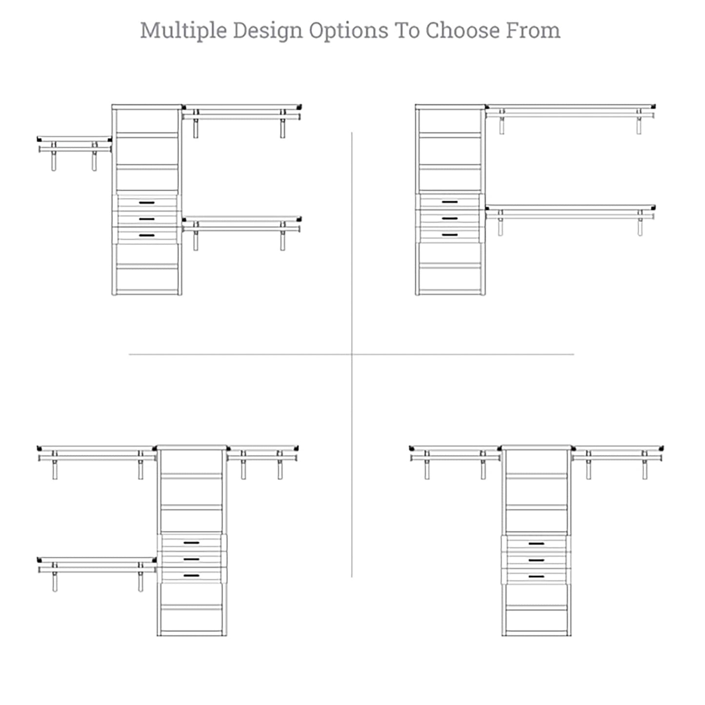 Système de placard John Louis Home en bois massif avec 3 tiroirs, blanc