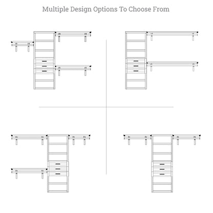 Système de placard John Louis Home en bois massif avec 3 tiroirs, blanc