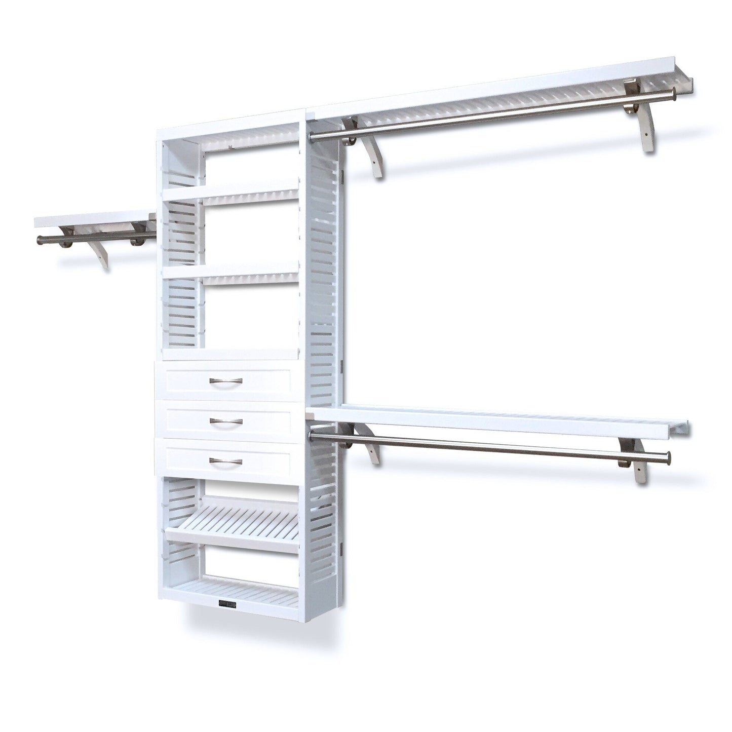 Système de placard John Louis Home en bois massif avec 3 tiroirs, blanc