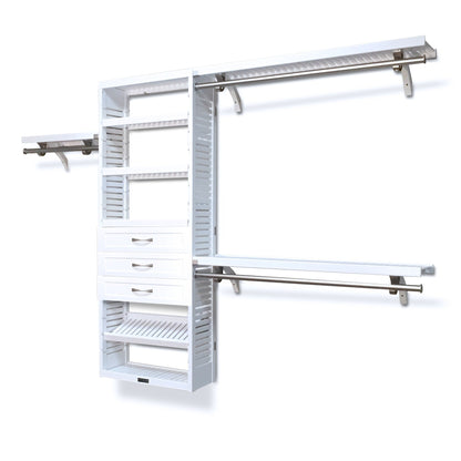 Système de placard John Louis Home en bois massif avec 3 tiroirs, blanc